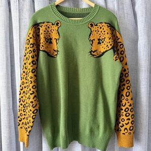 Green and Orange Leopard Sweater